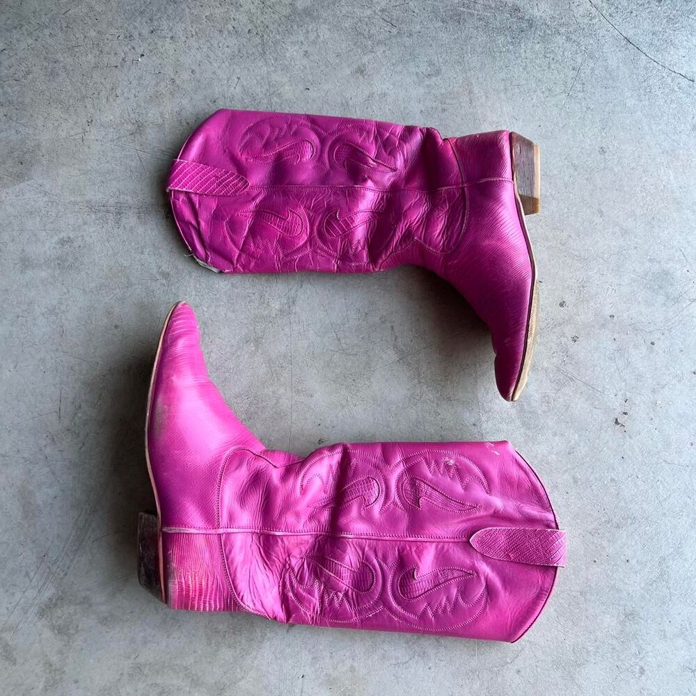 Pink Cowgirl boots western leather faux women’s size 10